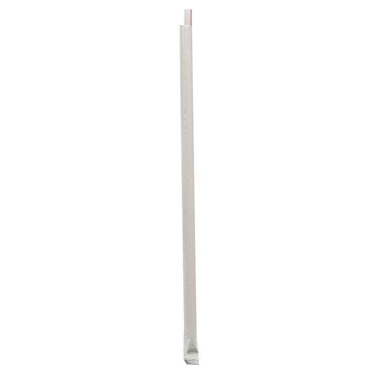 Wrapped Giant Straws, 10.25", Polypropylene, Red/White Striped, 300/Pack, 4 Packs/Carton