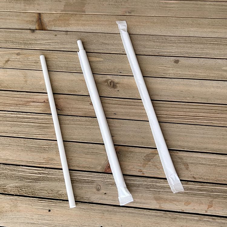 Wrapped Jumbo Paper Straws, 7.75", Paper, White, 320/Pack, 4 Packs/Carton