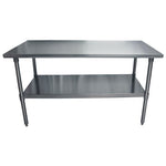 Stainless Steel Flat Top Work Tables, 60w x 30d x 36h, Silver, 2/Pallet