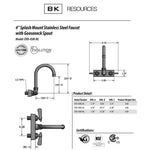 Evolution Splash Mount Stainless Steel Faucet, 9.06" Height/4.5" Reach, Stainless Steel