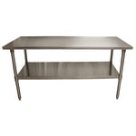 Stainless Steel Flat Top Work Tables, 72w x 30d x 36h, Silver, 2/Pallet