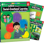 Shell Education 180 Days Social-Emotional Learning, Writing, & Spelling Grade 6, 3/Set (SEP147658)