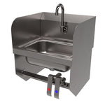Stainless Steel Hand Sink with Side Splashes, 14" l x 10" w x 5" d