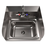 Stainless Steel Hand Sink with Side Splashes and Faucet, 14" l x 10" w x 5" h