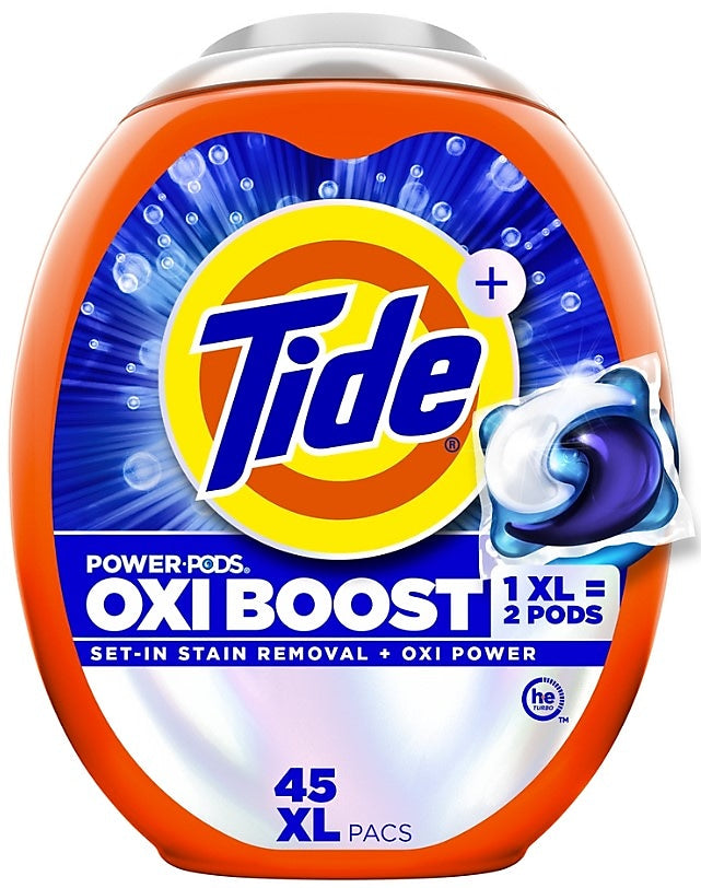 Tide Oxi Boost Power PODS HE Laundry Detergent, 45 Capsules (17124)