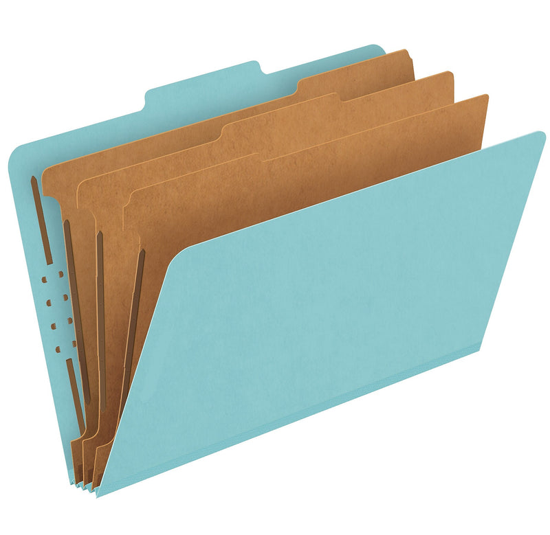Pendaflex Heavy Duty Pressboard Classification Folder, 3-Dividers, 3 1/2" Expansion, Legal Size, Blue, 10/Box (29094)