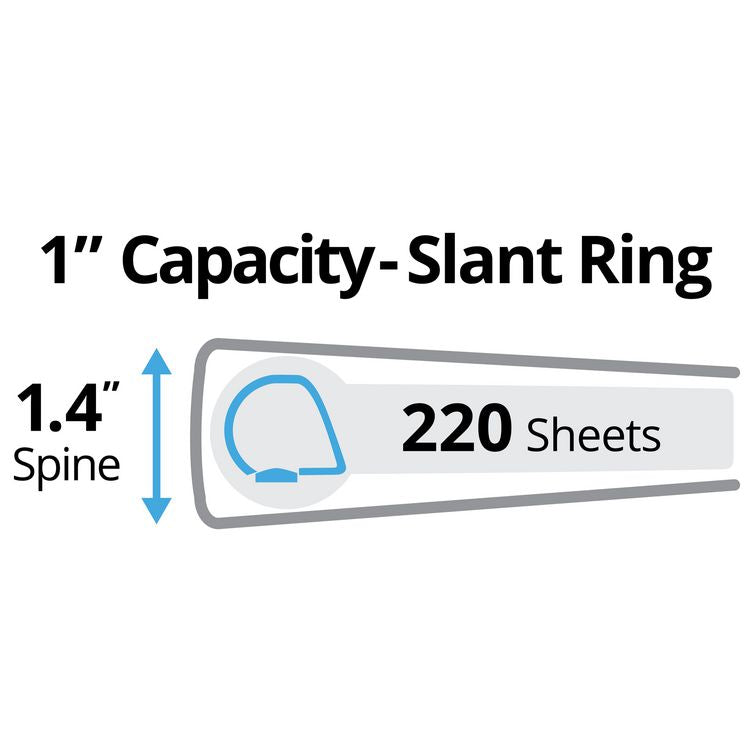 Durable View Binder with DuraHinge and Slant Rings, 3 Rings, 1" Capacity, 11 x 8.5, White, 12/Carton