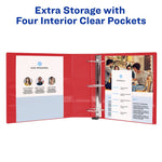 Heavy-Duty View Binder with DuraHinge and Locking One Touch EZD Rings, 3 Rings, 3" Capacity, 11 x 8.5, Red, 4/Carton