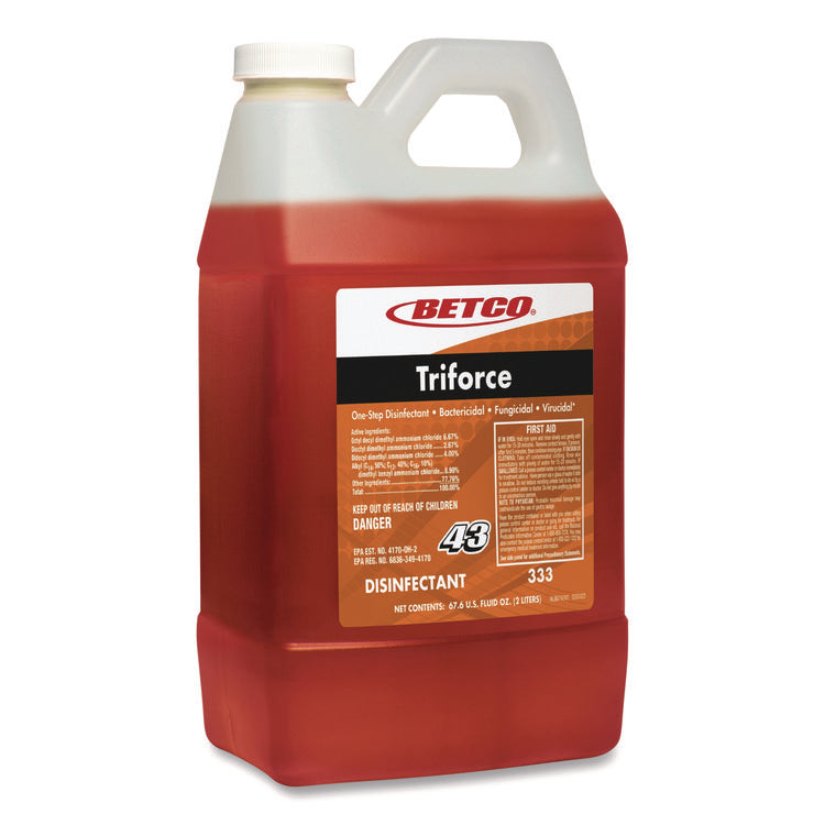 Triforce Disinfectant, Fresh Scent, 2 L Bottle, 4/Carton
