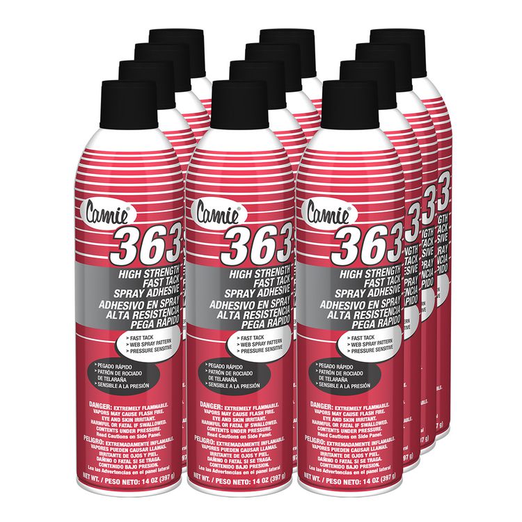 363 High Strength Fast Tack Spray Adhesive, 14 oz, 12/Carton
