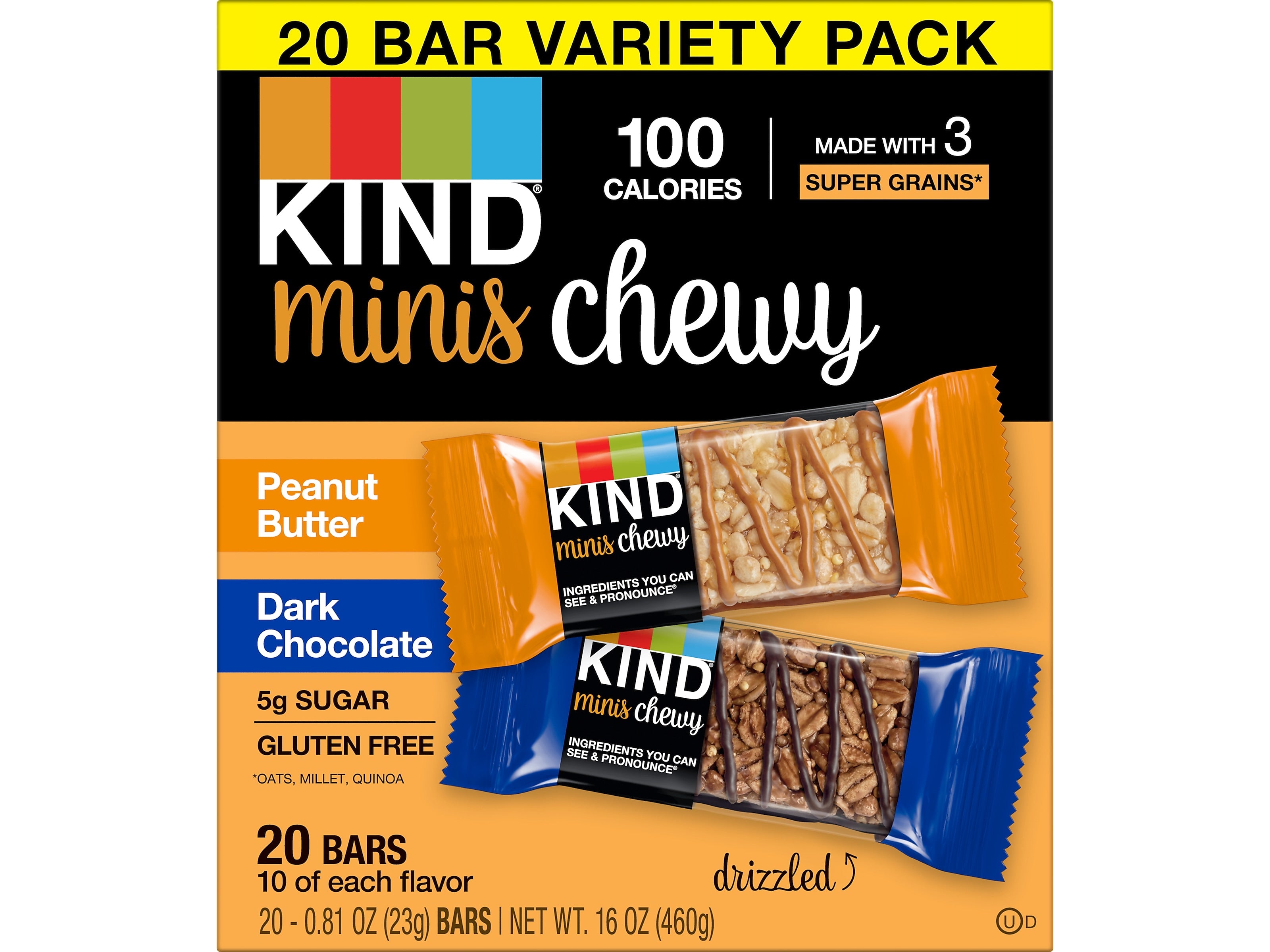 KIND Chewy Minis Gluten-Free Bar Variety Pack, 0.81 oz., 20 Bars/Box (40106)