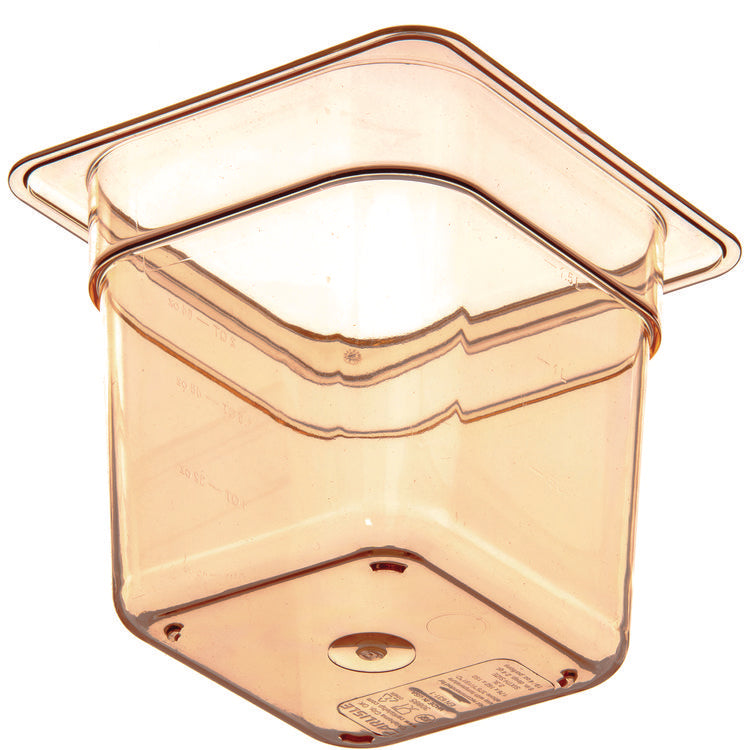 StorPlus High Heat Food Pan, 2.5 qt, 6.38 x 6.75 x 6, Amber, Plastic