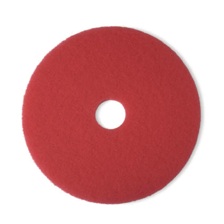 Low-Speed Buffer Floor Pads 5100, 15" Diameter, Red, 5/Carton