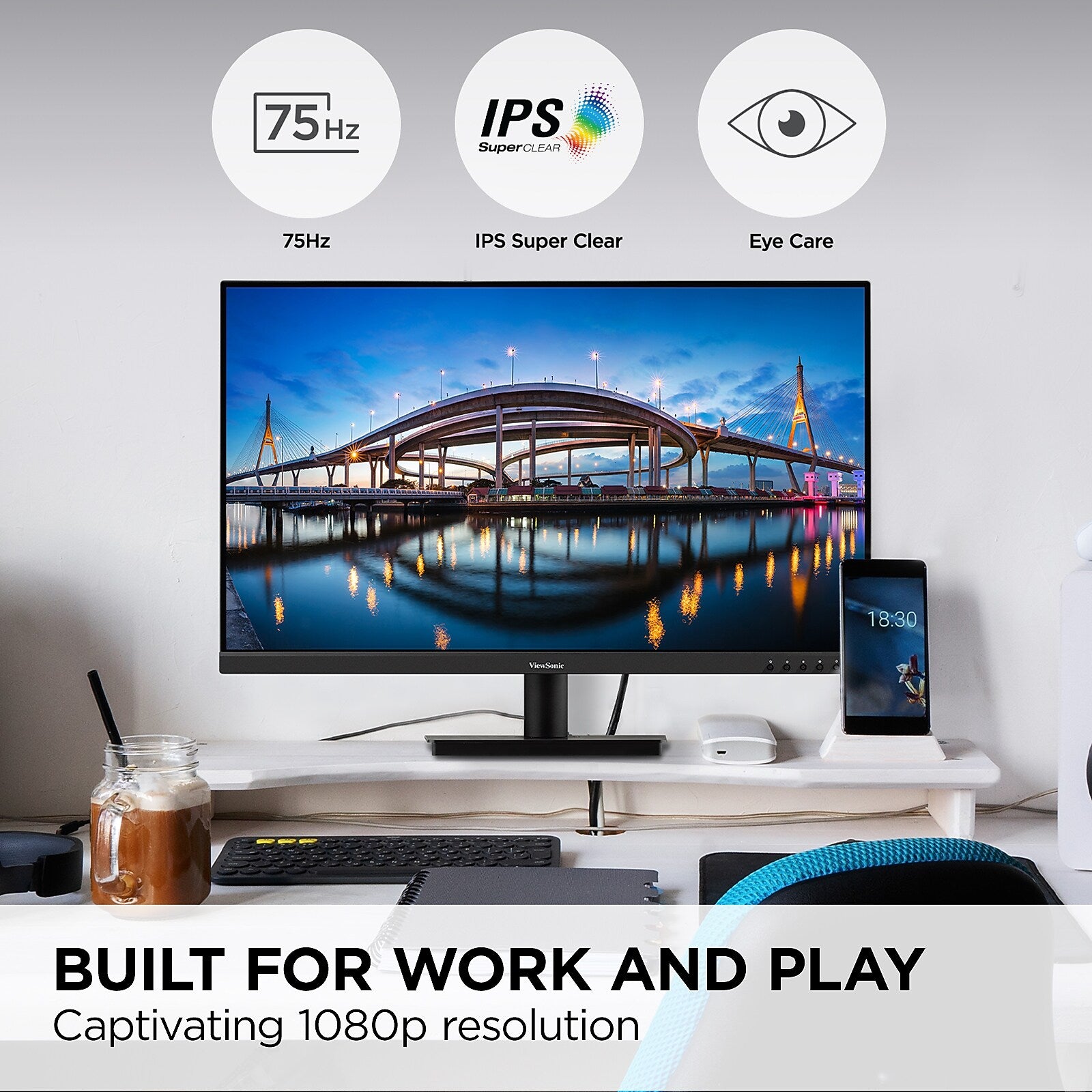 ViewSonic 32" 75Hz LED Monitor, Black (VA3209M)