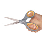 Titanium Bonded Scissors, 8" Long, 3.5" Cut Length, Straight Gray/Yellow Handle, 3/Pack