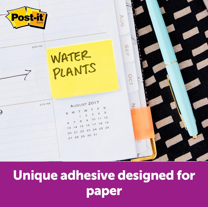 Post-it Recycled Notes, 1 3/8" x 1 7/8", Canary Collection, 100 Sheet/Pad, 12 Pads/Pack (653RPYW)