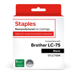 Staples Remanufactured Black High Yield Ink Cartridge Replacement for Brother LC75BK (TRLC75BK/STLC75BK)