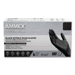 AMMEX Professional Nitrile Exam Gloves, Powder-Free, 3 mil, Small, Black, 100/Box, 10 Boxes/Carton