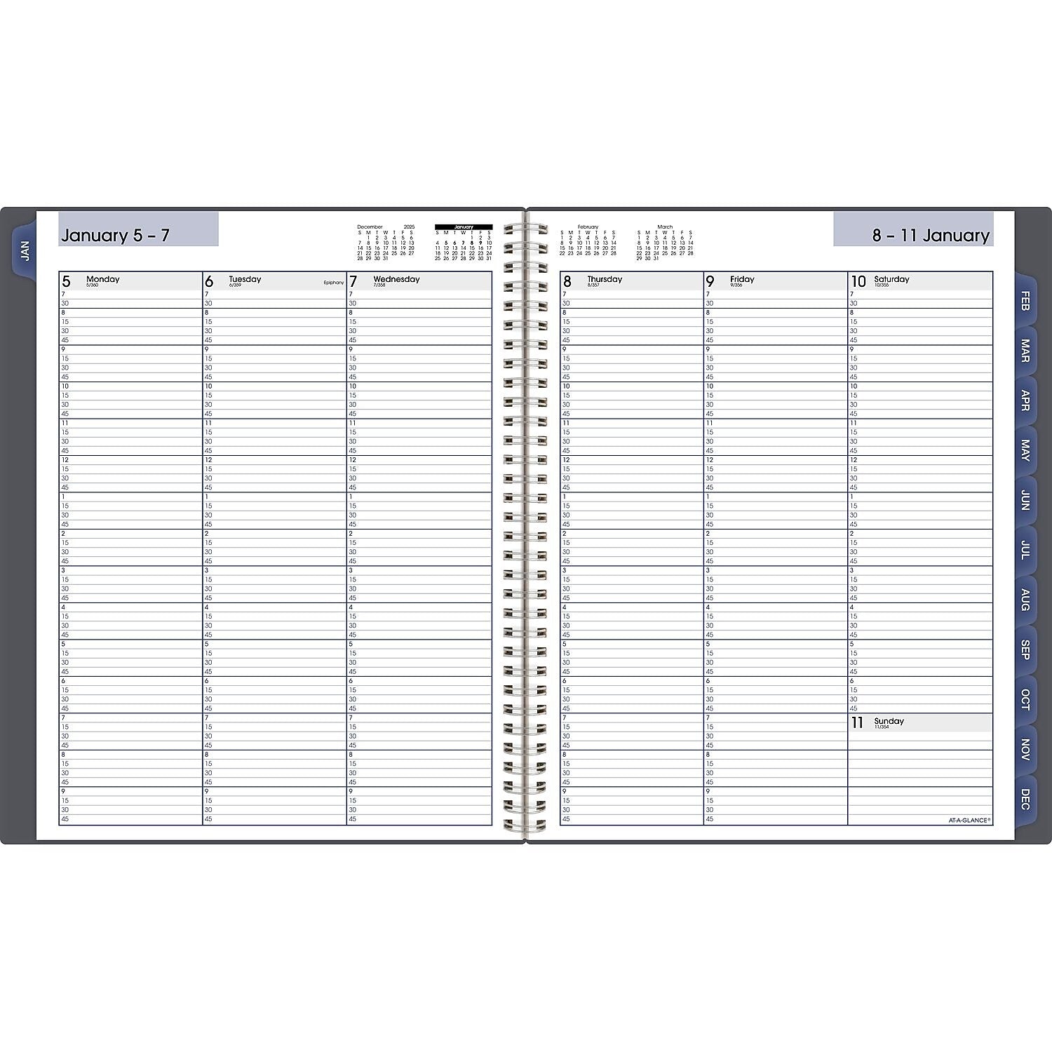 2026 AT-A-GLANCE DayMinder 8.5" x 11" Weekly & Monthly Appointment Book, Plastic Cover, Gray (GC520-07-26)