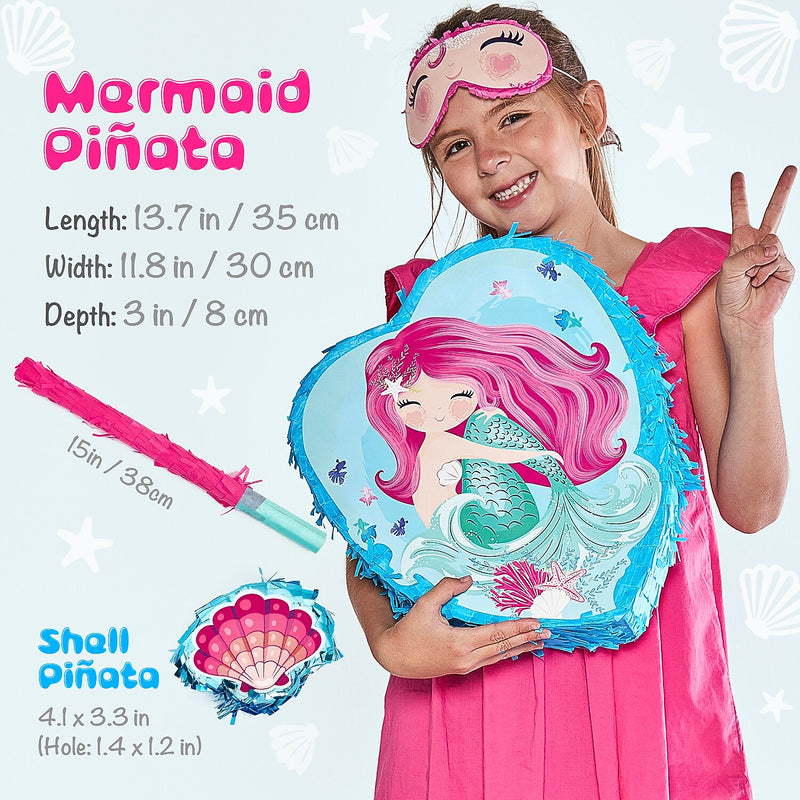 JITTERYGIT Mermaid Pinata Treasure Hunt Under the Sea Game Set, 2 in 1 Pieces/Pack (MERMAID-PINATA - BLUE & PINK)
