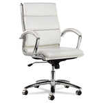 Neratoli, Mid-Back Swivel/Tilt Chair, White Faux Leather, Chrome Frame