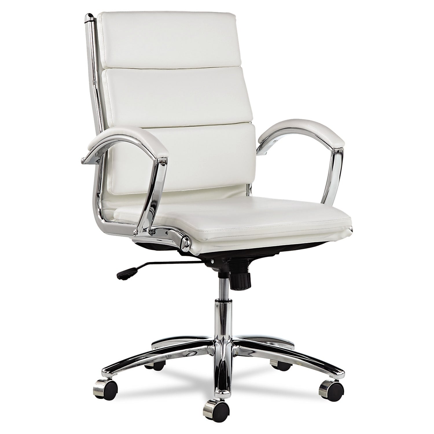 Neratoli, Mid-Back Swivel/Tilt Chair, White Faux Leather, Chrome Frame