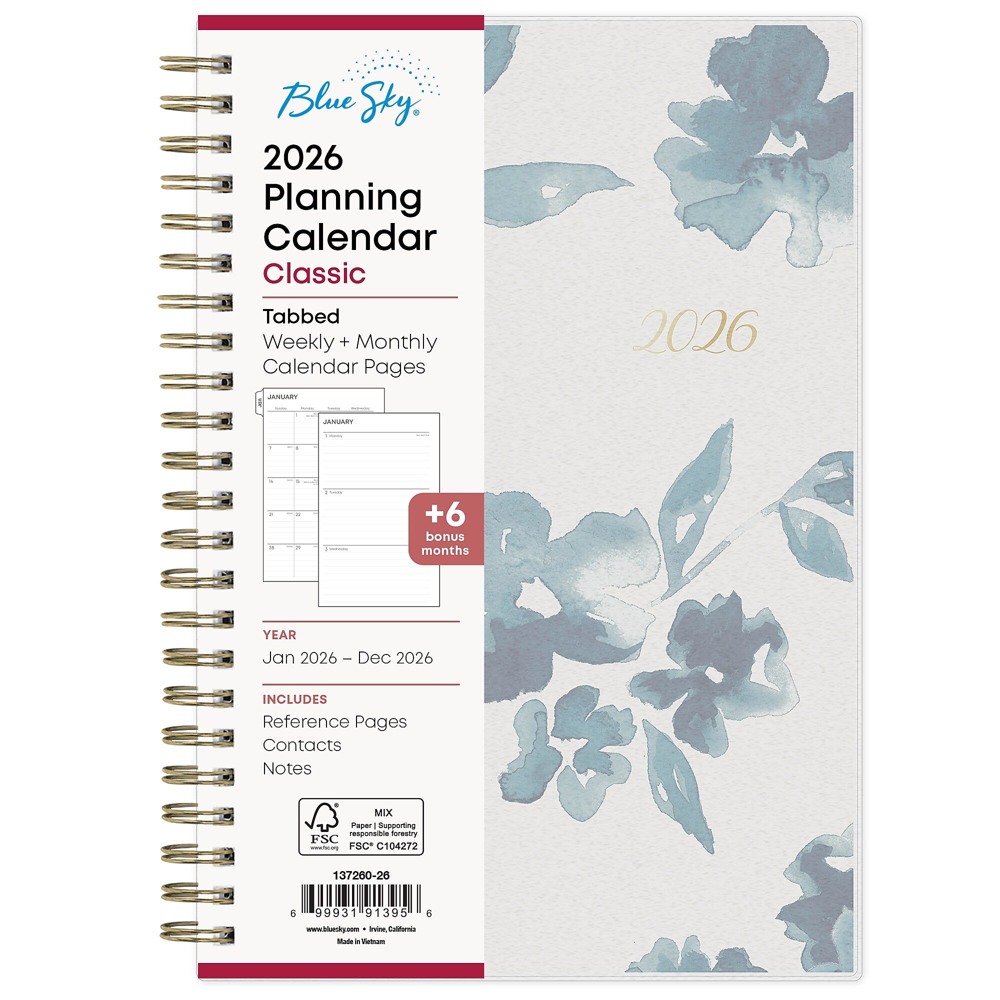 2026 Blue Sky Bakah 5" x 8"  Weekly & Monthly Planner, Plastic Cover, Multicolored (137260-26)