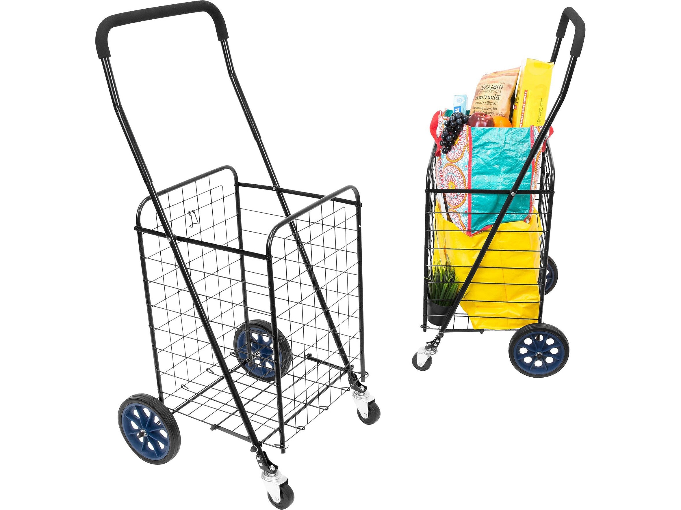 Mount-It! Small Rolling Utility Shopping Cart, 66 Lbs., Black (MI-907S)