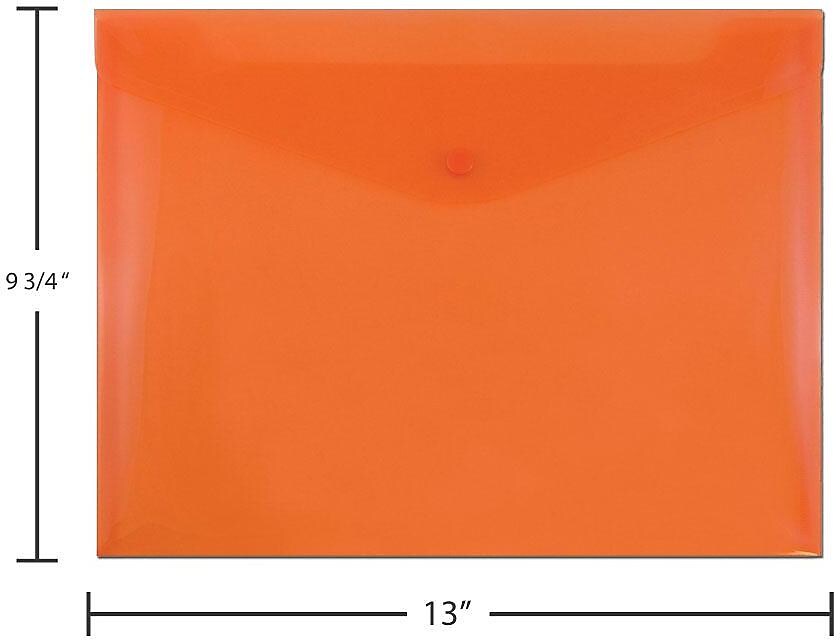 JAM Paper Premium Plastic Document File, Letter, Orange, 3/Pack (218S0ORX3)