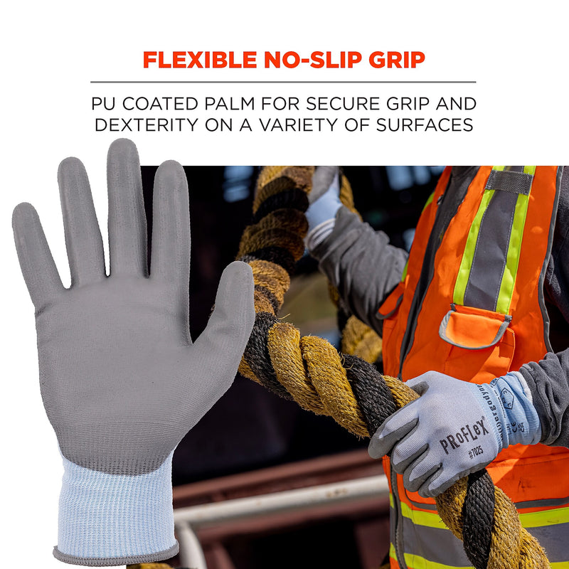 Ergodyne ProFlex 7025 PU Coated Cut-Resistant Gloves, ANSI A2, Blue, Medium, 1 Pair (10433)