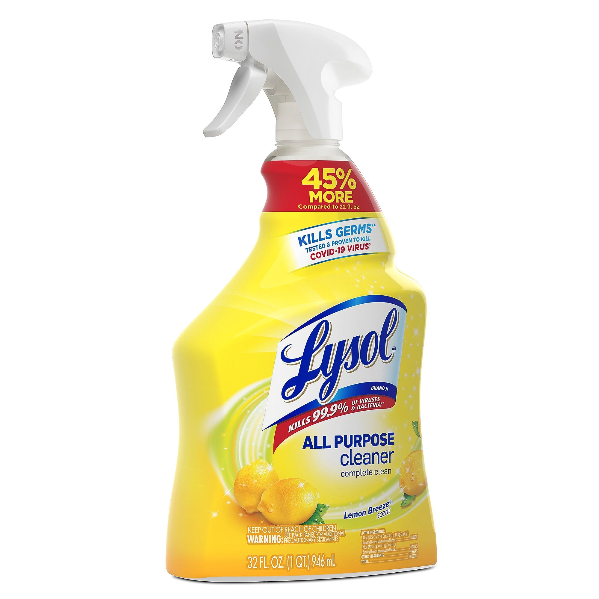 Lysol All-Purpose Cleaner, Lemon Breeze, 32 Oz. (RAC75352EA)