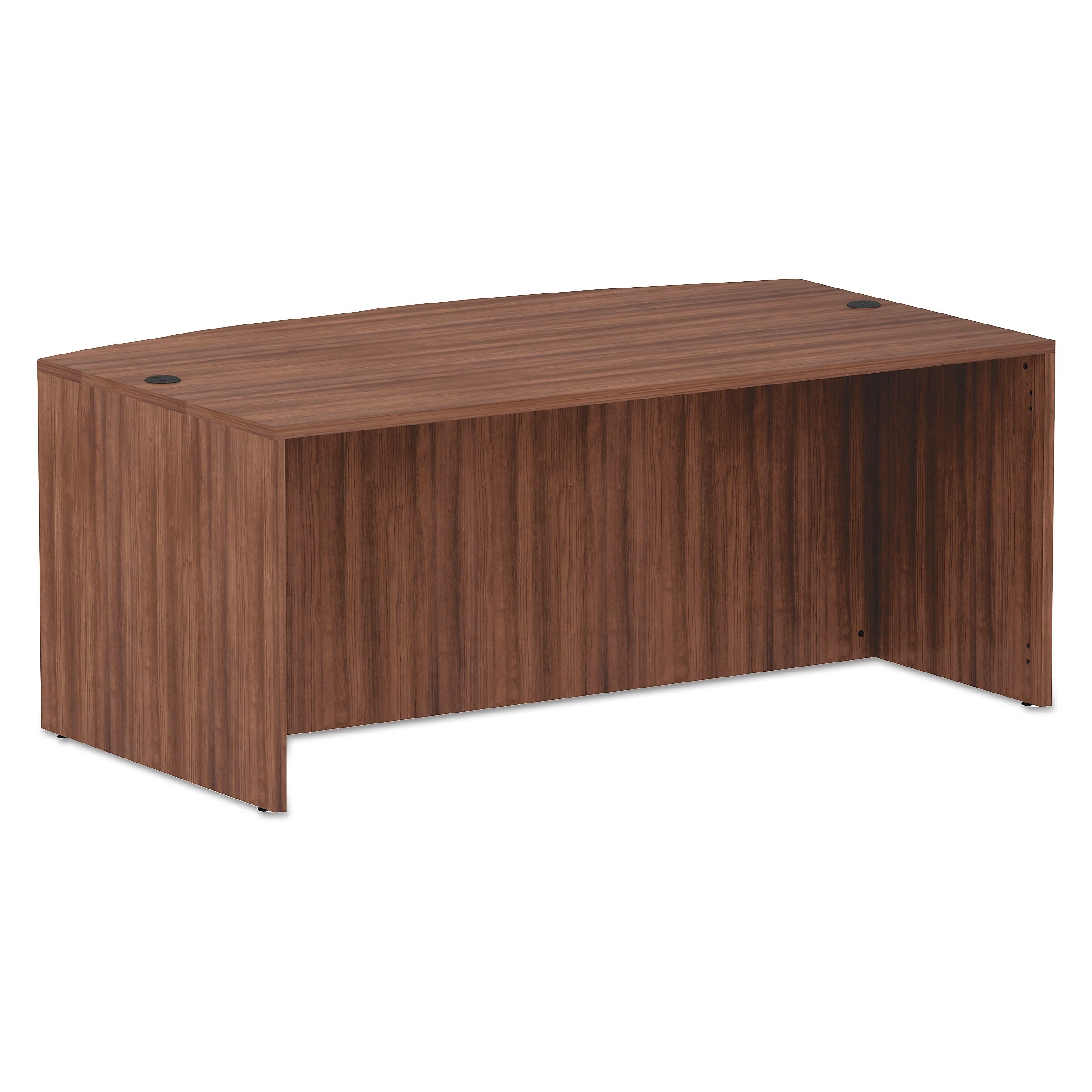 Alera® Valencia Series Bow Front Desk Shell, 71w x 41.38d x 29.63h, Modern Walnut