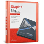 Staples 1/2" 3-Ring View Binder, D-Ring, Orange (26430-CC)