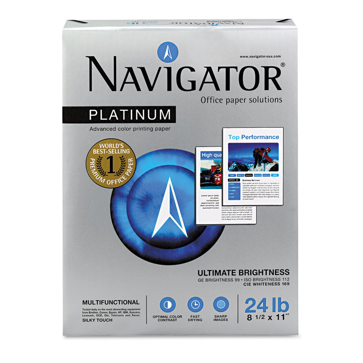 Platinum Paper, 99 Bright, 24 lb Bond Weight, 8.5 x 11, White, 500 Sheets/Ream, 5 Reams/Carton