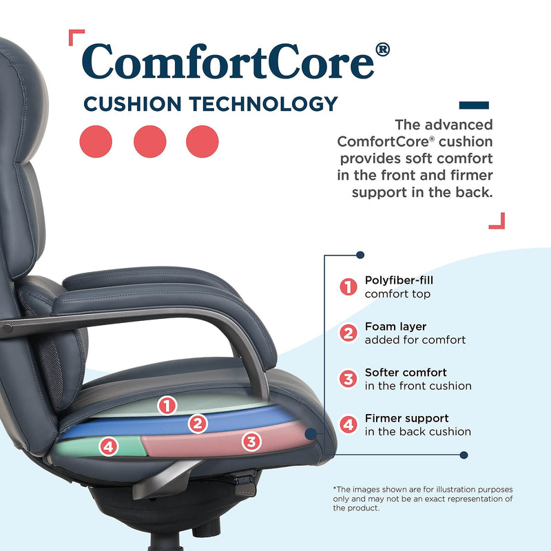 La-Z-Boy Aberdeen Ergonomic Bonded Leather Swivel Executive Chair, Dark Blue (51545-DBLU)