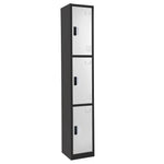 AdirOffice 72"H 3-Tier Black/White Storage Locker (ADI629-203-B-W-DL)