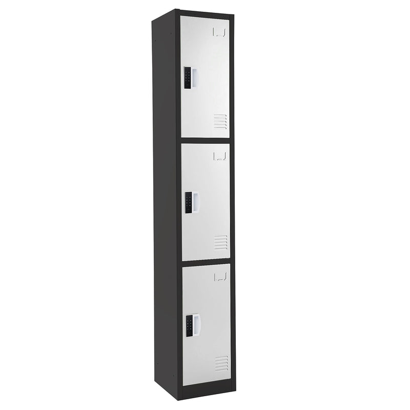 AdirOffice 72"H 3-Tier Black/White Storage Locker (ADI629-203-B-W-DL)