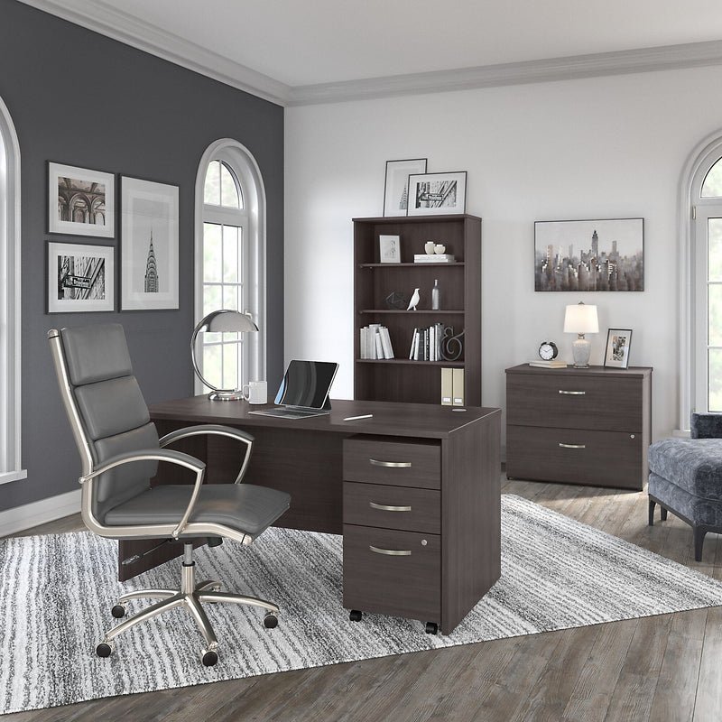Bush Business Furniture Studio C 60"W Office Desk with Mobile File Cabinet, Storm Gray (STC014SG)