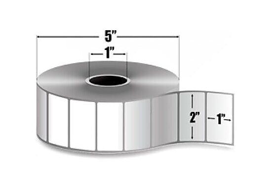 Zebra PolyPro 3000T Polypropylene Thermal Transfer Label, White, 1" x 2", 8 Rolls (17154)