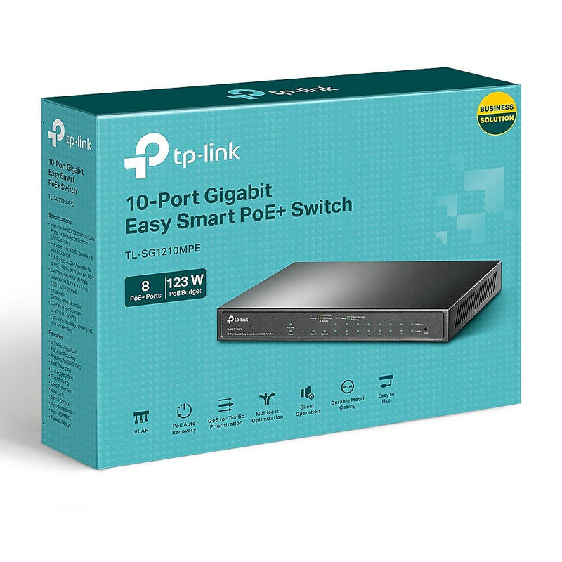 TP-Link 10-Port Gigabit Easy Smart Switch PoE, 1 Gbps, Black (TL-SG1210MPE)