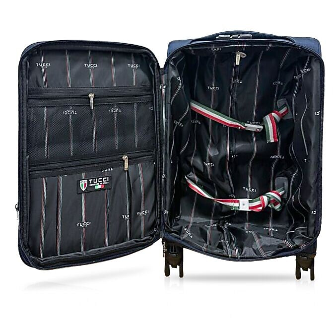 TUCCI 20" Hardside Carry-On Suitcase, 4-Wheeled Spinner, TSA Checkpoint Friendly, Blue (T0473-20in-BLU)