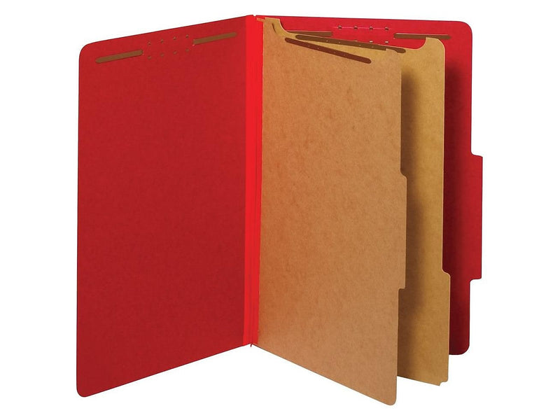 Pendaflex Pressboard Classification Folder, 2-Dividers, 2 1/2" Expansion, Legal Size, Bright Red, 10/Box (29031P)
