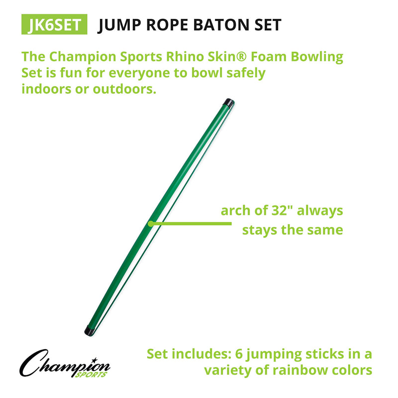 Champion Sports Jump Rope Stick Set, Multicolor, 6/Set (CHMP532)