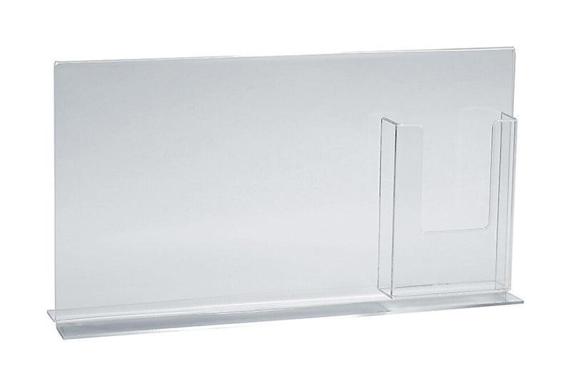 Azar Sign Holder, 16" x 8.5", Horizontal, Table Top, Clear, Acrylic, 2/Pack (252054-2-PACK)
