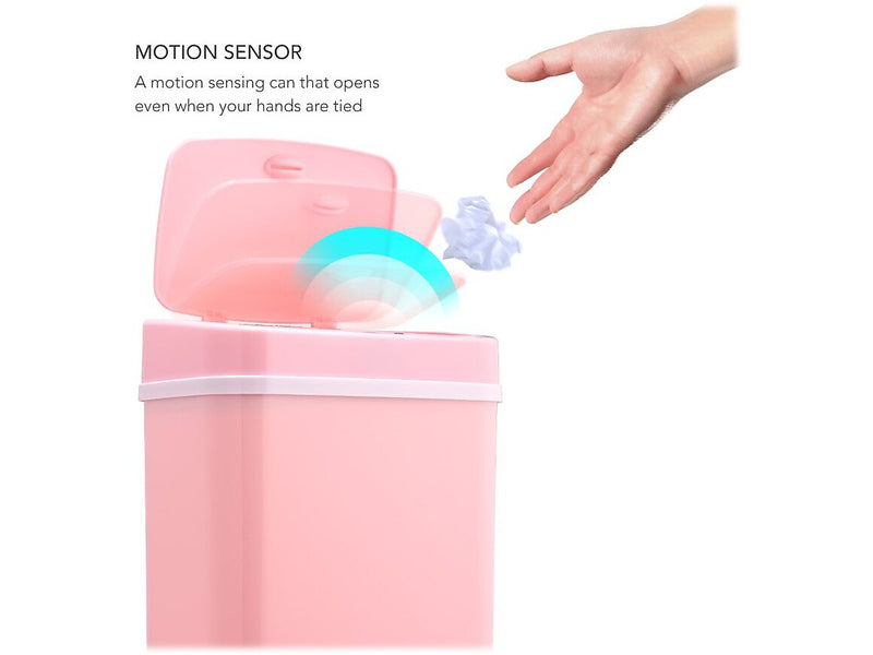 Nine Stars Plastic Sensor Trash Can, 3.2-Gallon, Pink (DZT-12-5PK)