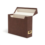 Smead 40% Recycled Vegan Leather File Box Attached Flip Top, 10" x 13", Saddle (70234)