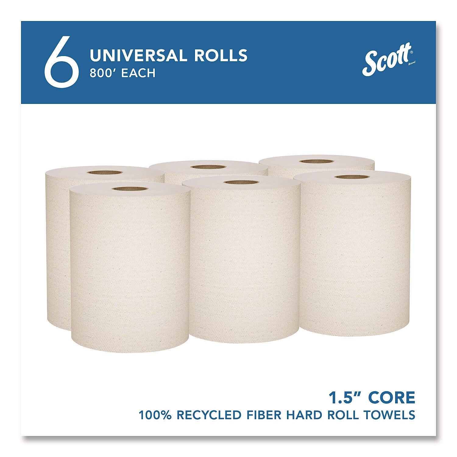 Scott Essential Recycled Hardwound Paper Towels, 1-Ply, 800 ft./Roll, 6 Rolls/Carton (56758)