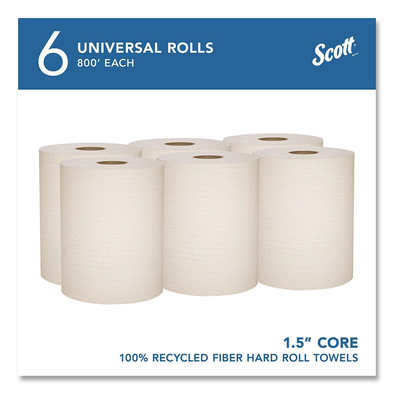 Scott Essential Recycled Hardwound Paper Towels, 1-Ply, 800 ft./Roll, 6 Rolls/Carton (56758)
