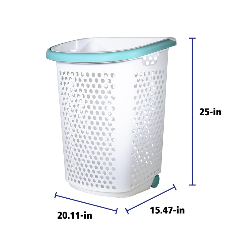 Home Logic 2.0-Bushel Rolling Hamper, Plastic, White, 2/Pack (2110HMLCO000443)