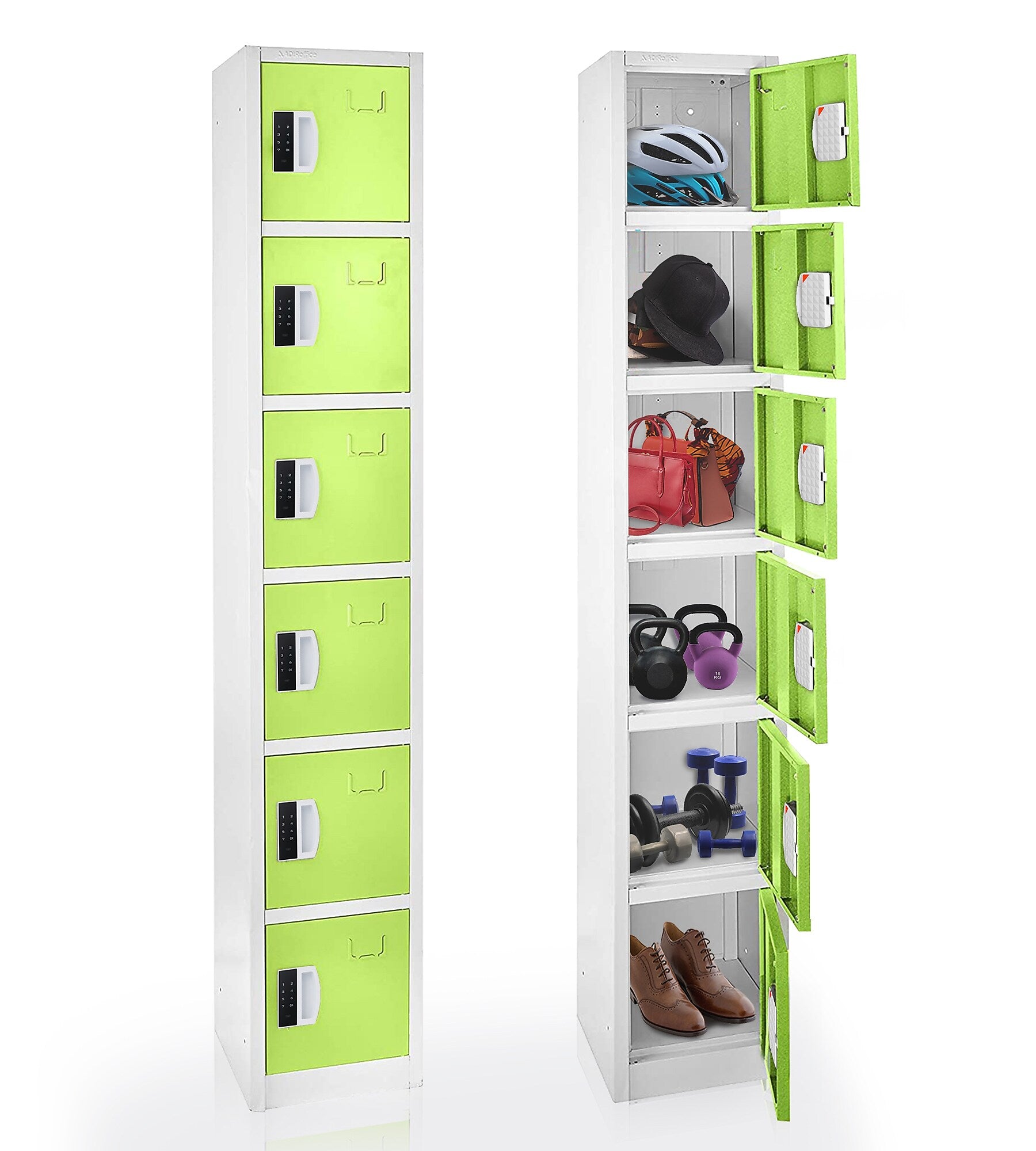 AdirOffice 72"H 6-Tier Green Storage Locker (ADI629-206-GRN-DL)